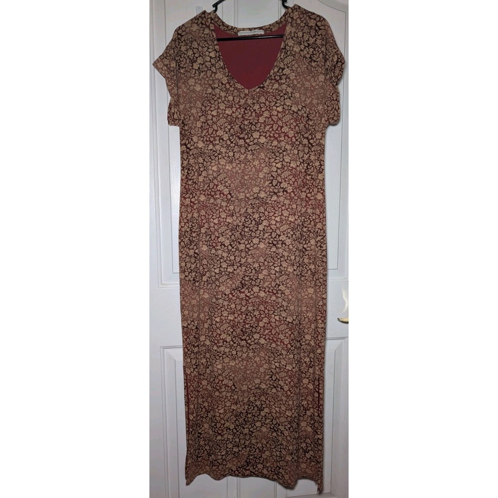 Peruvian‎ Connection Women's Maxi Short Sleeve Dress Size Small Stretch Floral